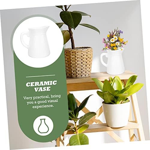 STOBAZA White Kettle Shape Ceramic Flower Vase