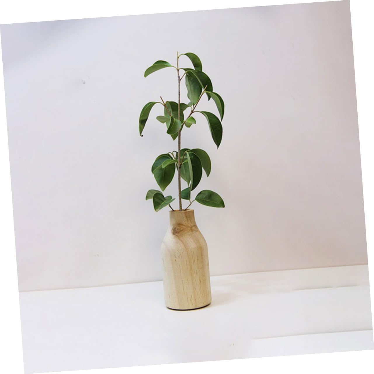 Rustic Small Pine Wood Vase for Table Centerpiece