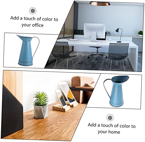 STOBAZA Multifunctional Blue Iron Flower Bucket Decor Vase