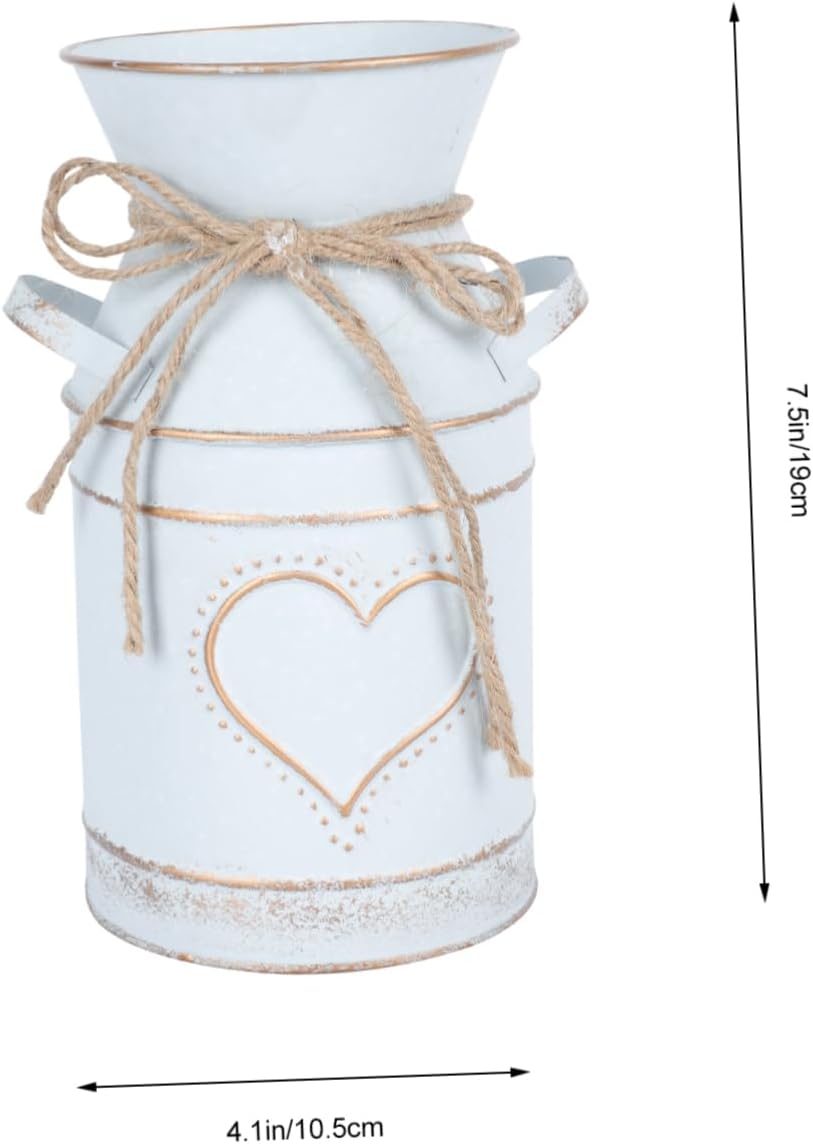 Vintage Galvanized Flower Vase Rustic Decorative Pot