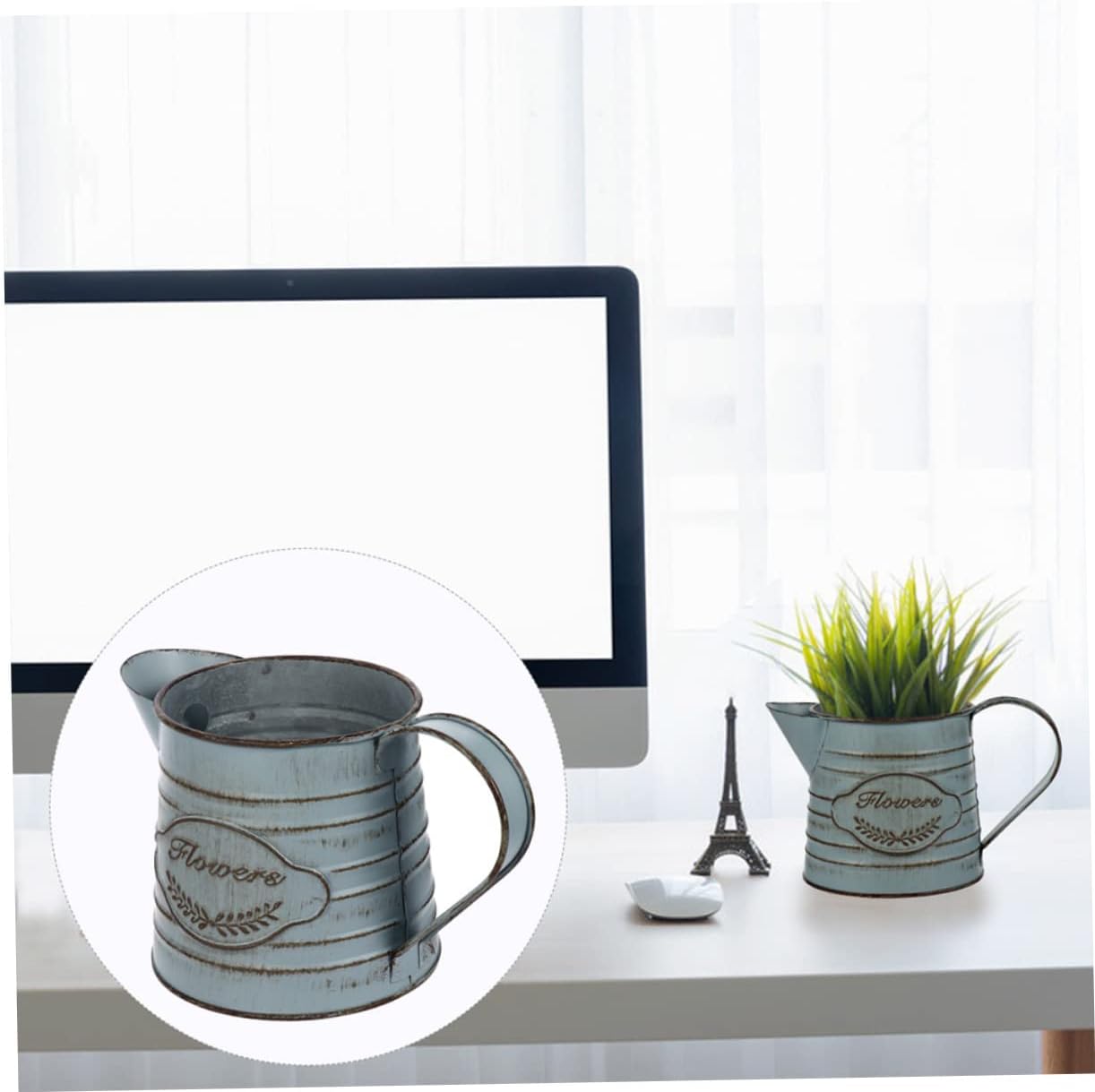 Antique Style Flower Pot Tinplate Vase for Home Decor