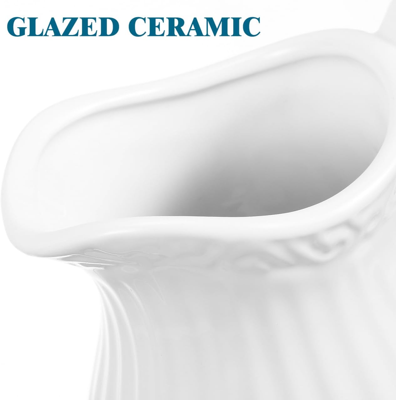 Cabilock White Ceramic Vase 79 Inch Farmhouse Pitcher