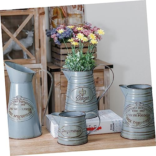 Antique Iron Flowerpot Decorative Vase for Home Office Bonsai Arrangement Vintage Design 2pcs Set