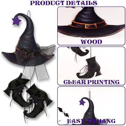 Halloween Witch Door Hanging Decorations with Bats