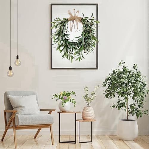 Realistic Artificial Olive Leaf Wreath for Front Door