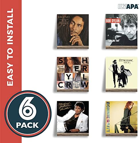Ilyapa Wood Vinyl Record Shelves Wall Mount 6 Pack
