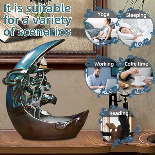 Moon Backflow Incense Holder with 60 Cones