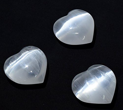 25 Inch White Selenite Puffy Hearts 2PCS