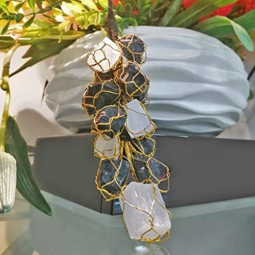 FIRSTRAY Natural Black Tourmaline and Selenite Hanging Ornament