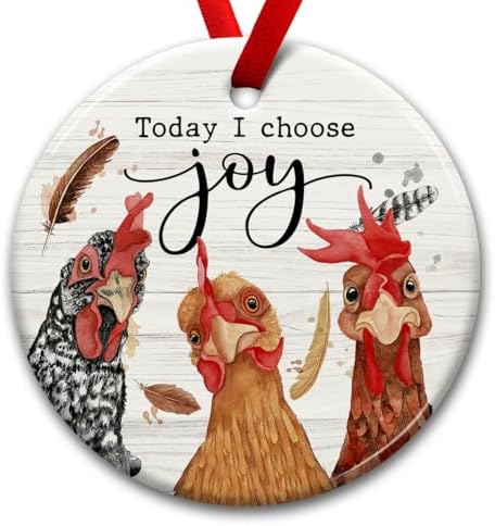 Charming Christmas Chicken Ornament - Rooster Decor with Today I Choose Joy Message