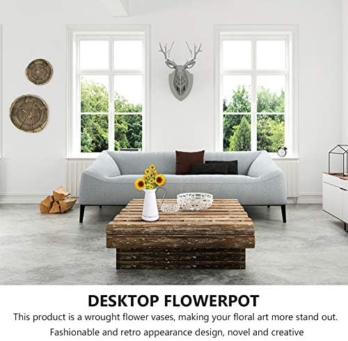 Cabilock Rustic Metal Flower Vase Farmhouse Decor