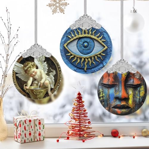 3 Inch Stained Glass Christmas Decoration with Evil Eye