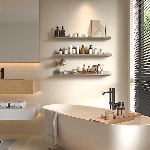 Giftgarden 36 Inch Grey Floating Shelves Set of 3