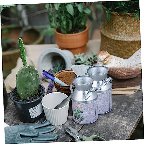 STOBAZA 3Pcs Tinplate Flower Vase with Handle Retro Decorative Vases for Home Office Wedding Table Centerpieces