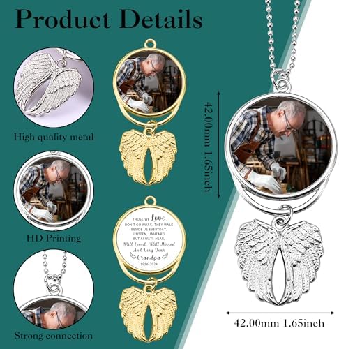 Personalized Photo Memorial Pendant with Angel Wings