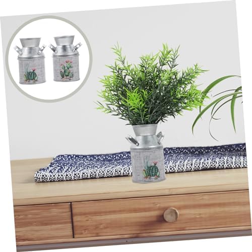 2Pcs Rustic Flower Vase Vintage Metal Plant Pot for Farmhouse Decor
