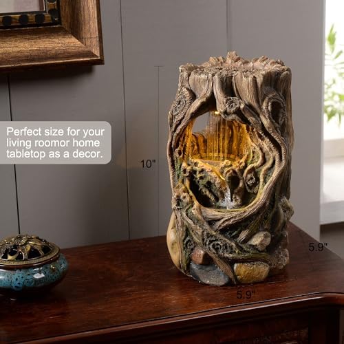 Kalona Tabletop Fountain with Artistic Stump Design