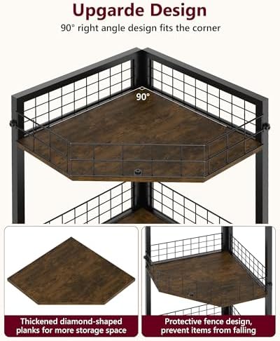 WikLiy 3 Tier Corner Shelf Stand with Metal Grid