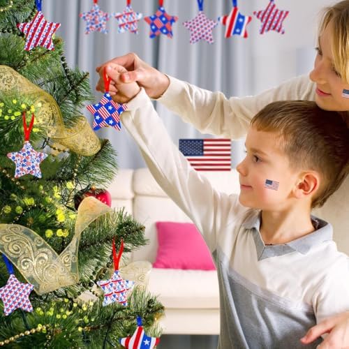 Fabric Stars Hanging Ornament 4th of July Decor
