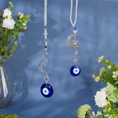 WEBEEDY 2pcs Evil Eye Car Hanging Decor