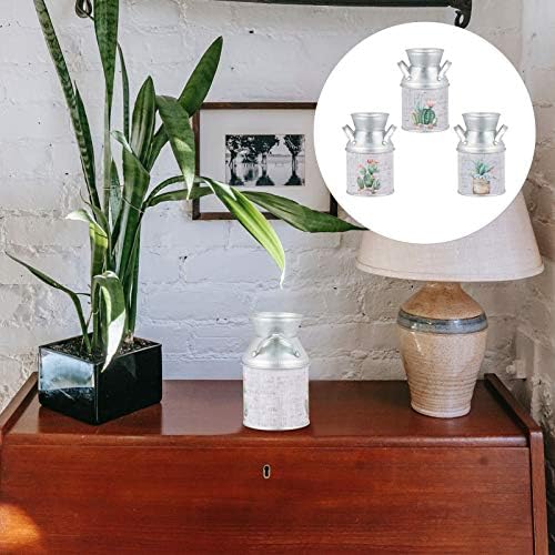 EXCEART 3pcs Shabby Chic Flower Vase Rustic Metal Jug Vintage Farmhouse Decor