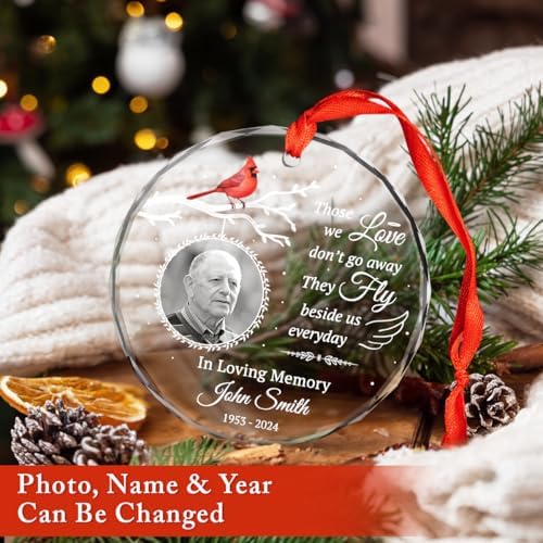 Personalized Glass Ornament for Dad Mom - Sympathy Memorial Keepsake