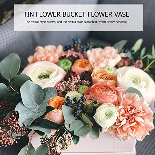 Cabilock Vintage Flower Bucket Rustic Metal Vase Decor