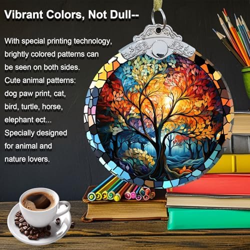 Aestas Tree of Life Crystal Glass Hanging Ornament - Christmas Decor Gift