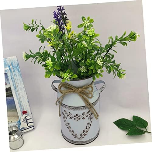 Vintage Metal Bucket Flower Vase for Farmhouse Decor