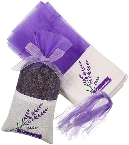 30 Pcs Lavender Sachet Bags Empty Mesh Drawstring Organza Cotton Ramie
