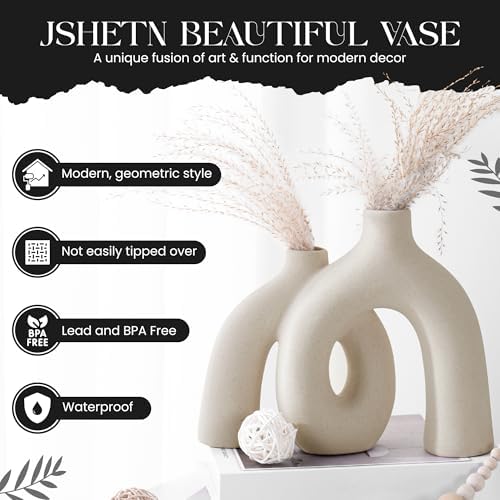 Ceramic Hug Vase Modern Donut Style Decor for Home
