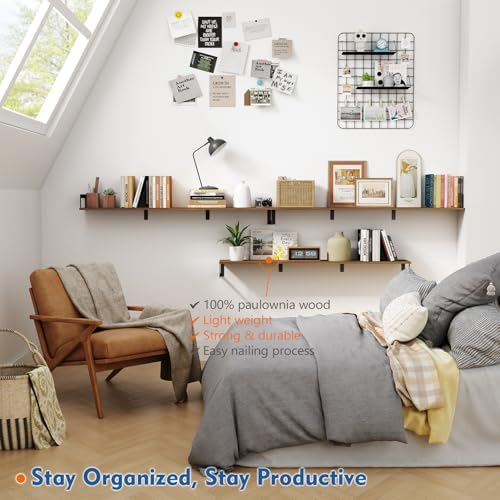Harwaya Large Floating Shelves Set of 3 Dark Brown