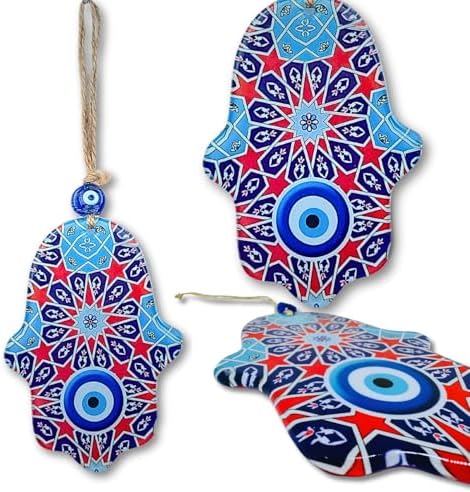 Geometric Hamsa Hand Evil Eye Wall Hanging Decor Protection Good Fortune