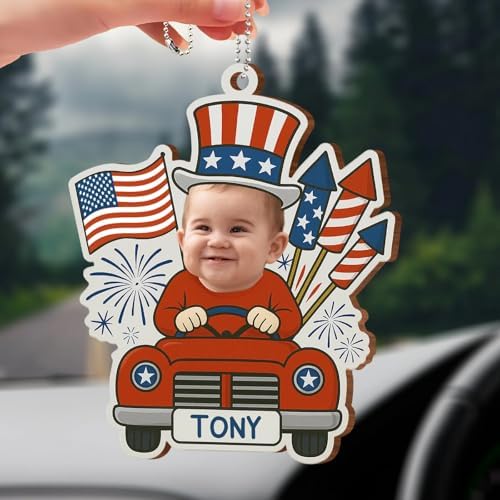 Customizable 4th of July Baby Ornament - Red White Blue Decor