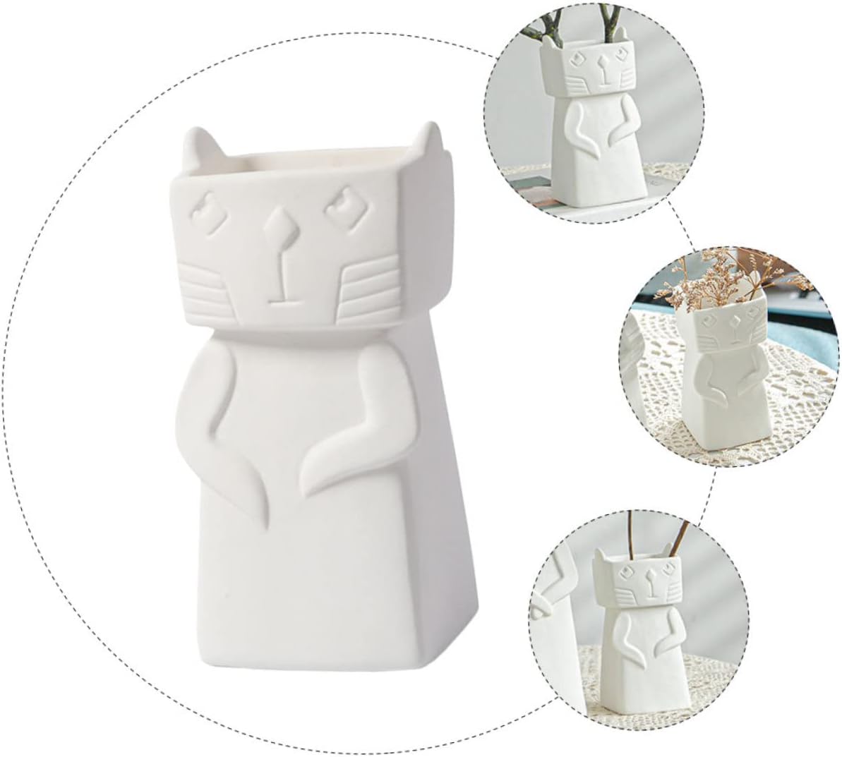 Ceramic Cat Vase Decorative Home Accent