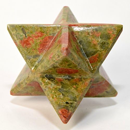 HQRP HC Set 66mm 8 Point Unakite Merkaba Star Crystal Quartz Polished Stone