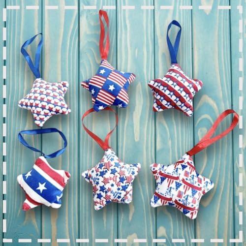 Fabric Stars Hanging Ornament 4th of July Decor