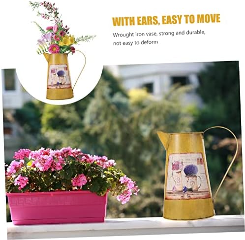 Vintage Wrought Iron Flower Arrangement Bucket Decorative Vase for Home Garden and Wedding Centerpieces