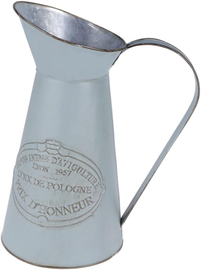 Rustic Metal Pitcher Vase for Home Decor