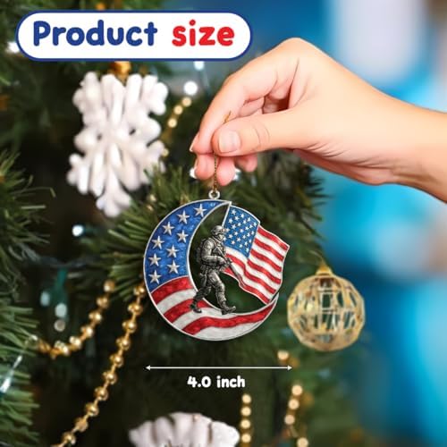 4-Inch Patriotic Soldier Moon Acrylic Hanging Decoration