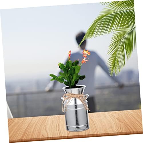 STOBAZA Rustic Metal Flower Vase Vintage Milk Jug Decor