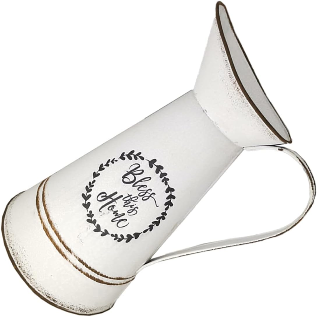 STOBAZA Rustic Vintage White Flowerpot Vase for Home Decor