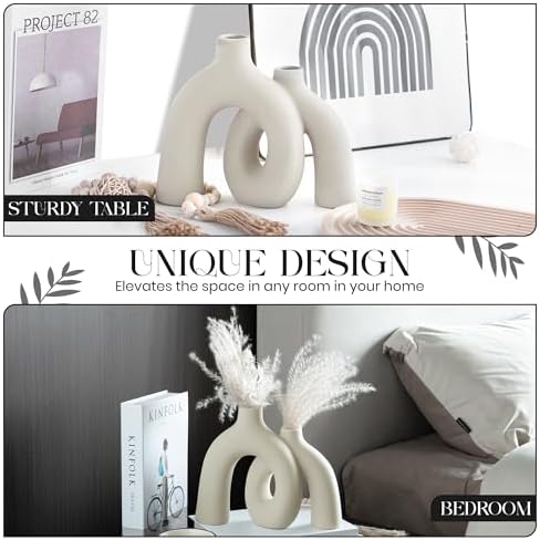 Ceramic Hug Vase Modern Donut Style Decor for Home