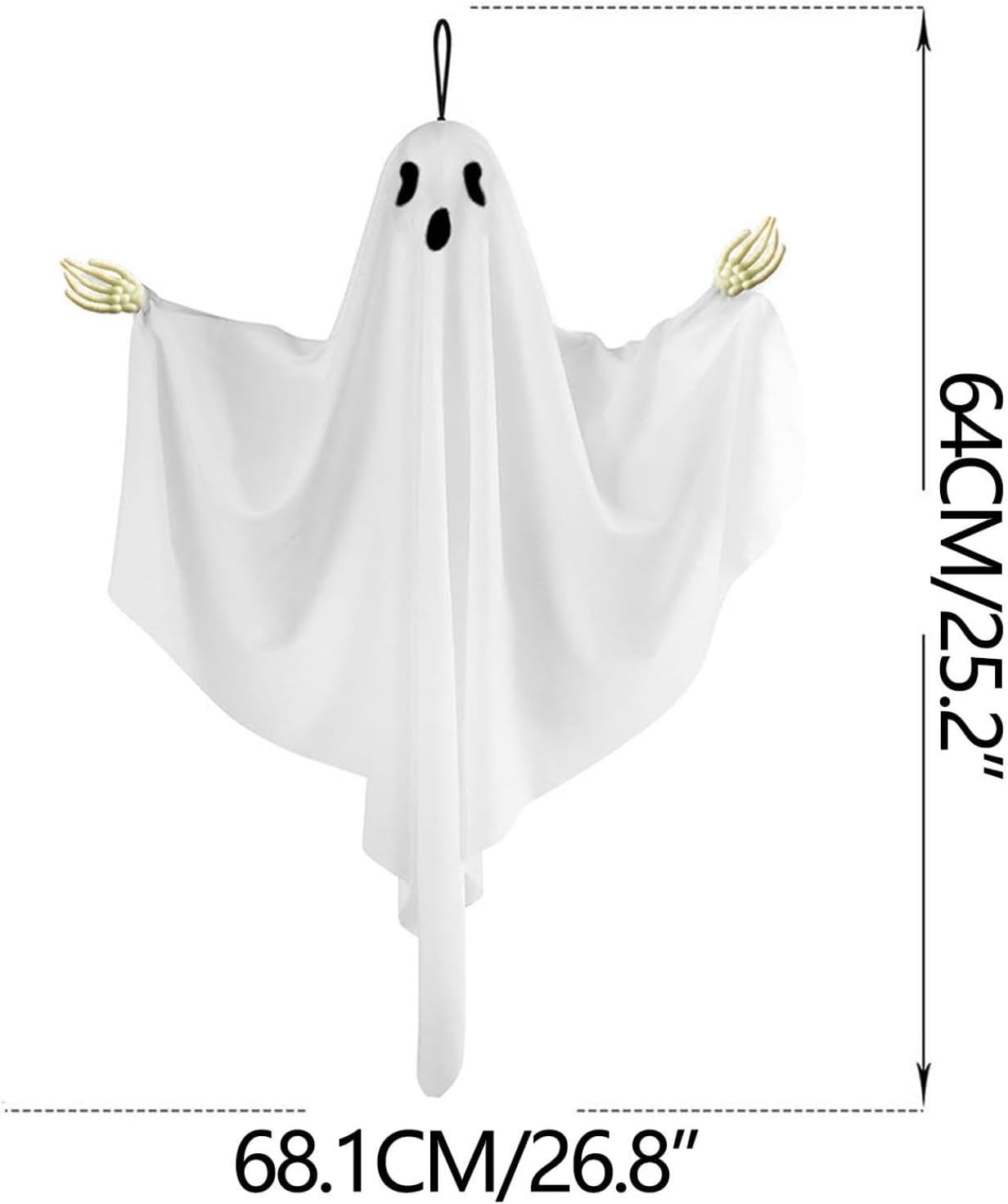 Halloween Ghost Hanging Ornament with Hand Bones