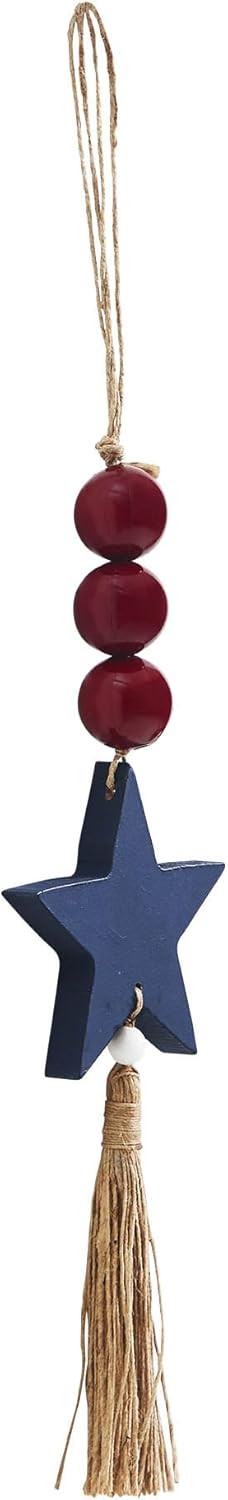 VHC Brands Patriotic Red Beads Star Ornament 10x3