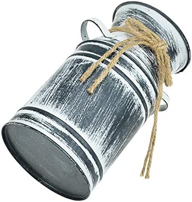 Black Metal Galvanized Flower Vase with Rope for Rustic Decor