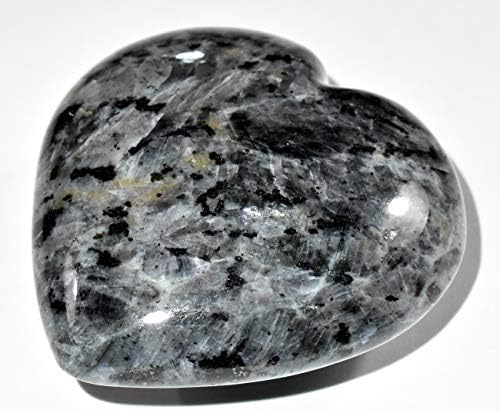 25 Inch Larvikite Heart with Stand - Natural Stone Decor