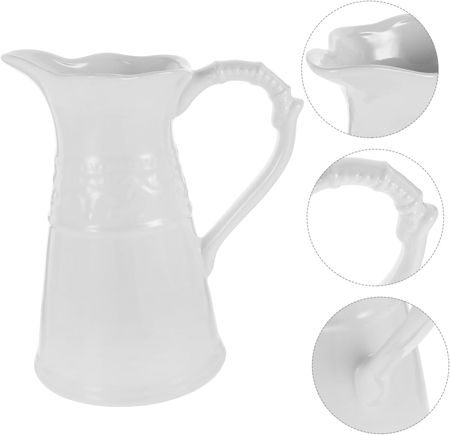 Vintage Ceramic Milk Pitcher Vase with Handle