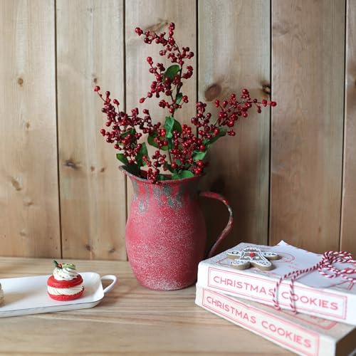 Vintage Country Metal Flower Vase with Rustic Pitcher Design