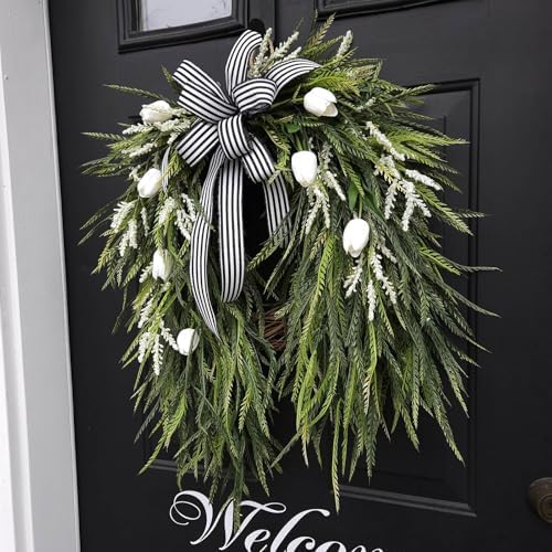 Artificial Spring Summer Wreath for Front Door Decor